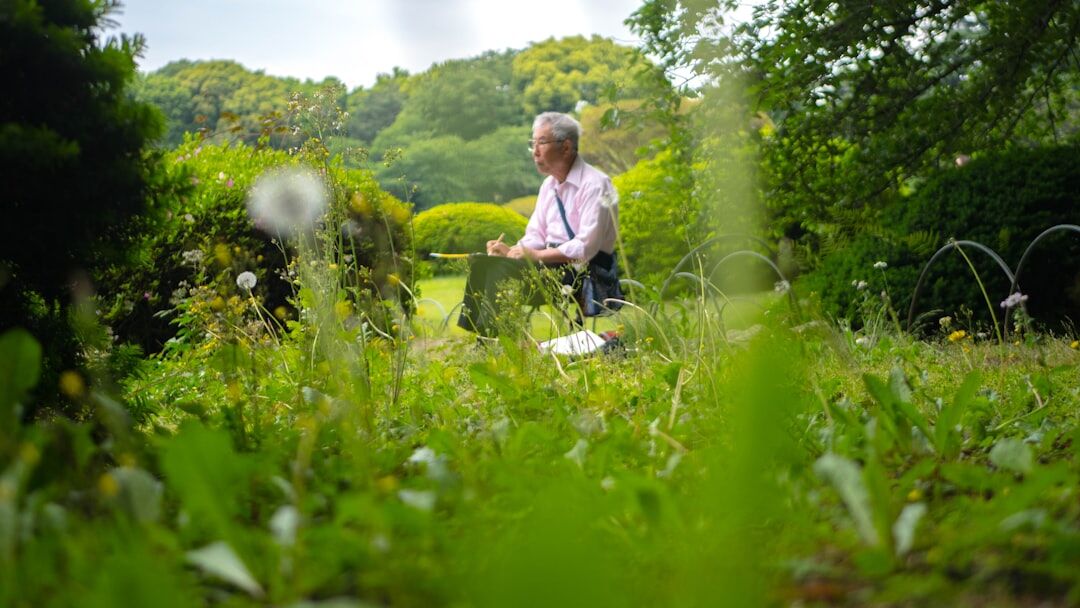 elderly woman gardening