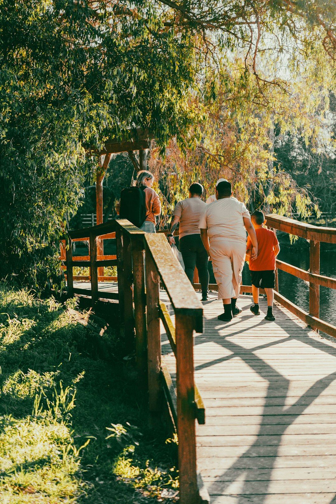 elderly group walking in park