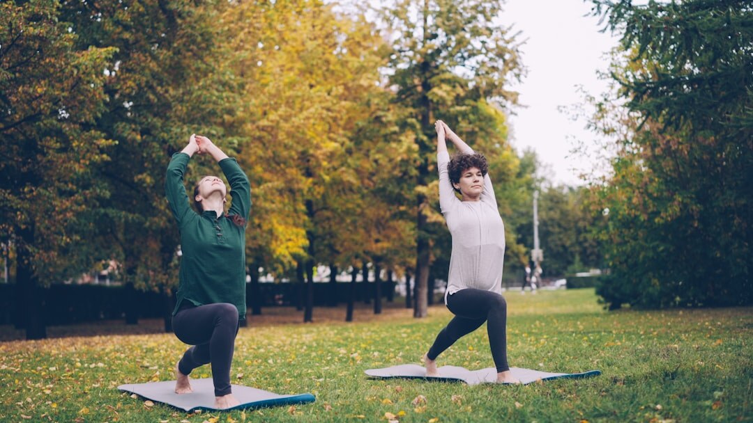 Croatian seniors doing gentle group exercise in a park